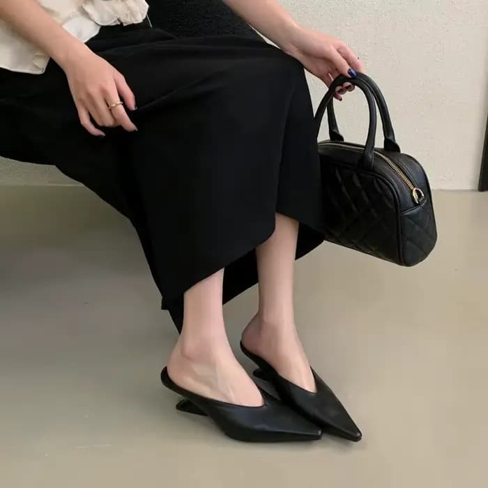 Mules en cuir véritable pour femme