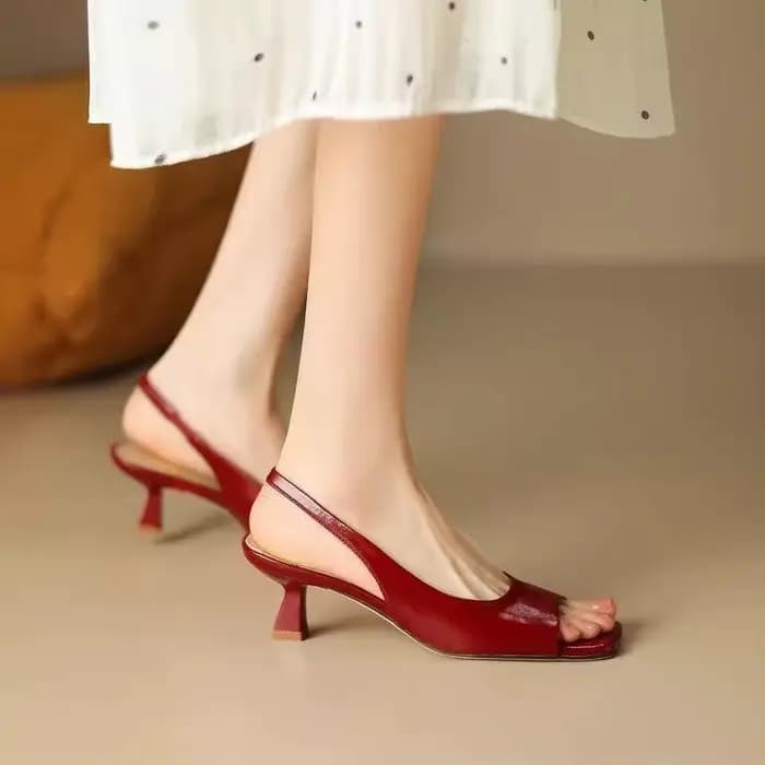 Sandales à talons hauts en cuir à bout carré et ouvert, fines et élégantes, style français, pour femme, été, pour les occasions mondaines