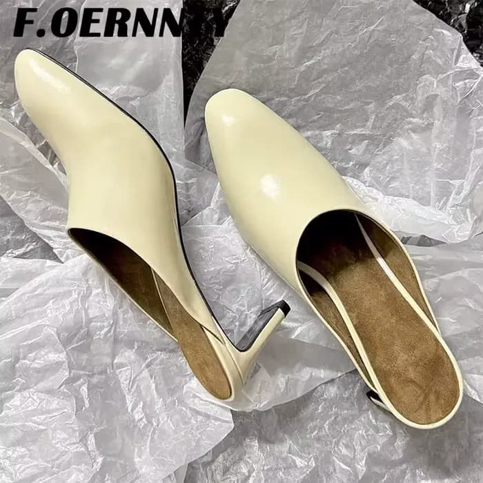Mules rétro en cuir véritable pour femmes