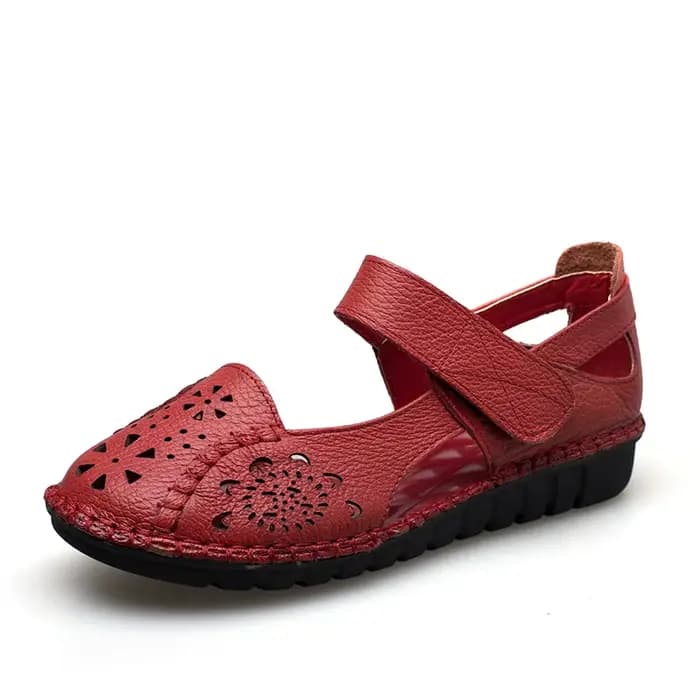 MUYANG MIE MIE en cuir véritable respirant doux sandales plates été femmes chaussures femme décontracté solide boucle