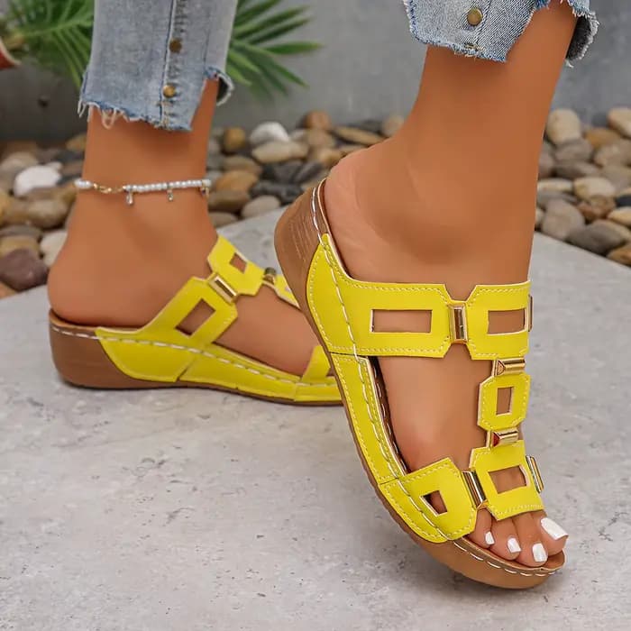 Sandales géométriques tendance pour femmes, chaussures polyvalentes à semelles souples pour un usage quotidien, confortables, légères, décontractées pour l'intérieur et l'extérieur
