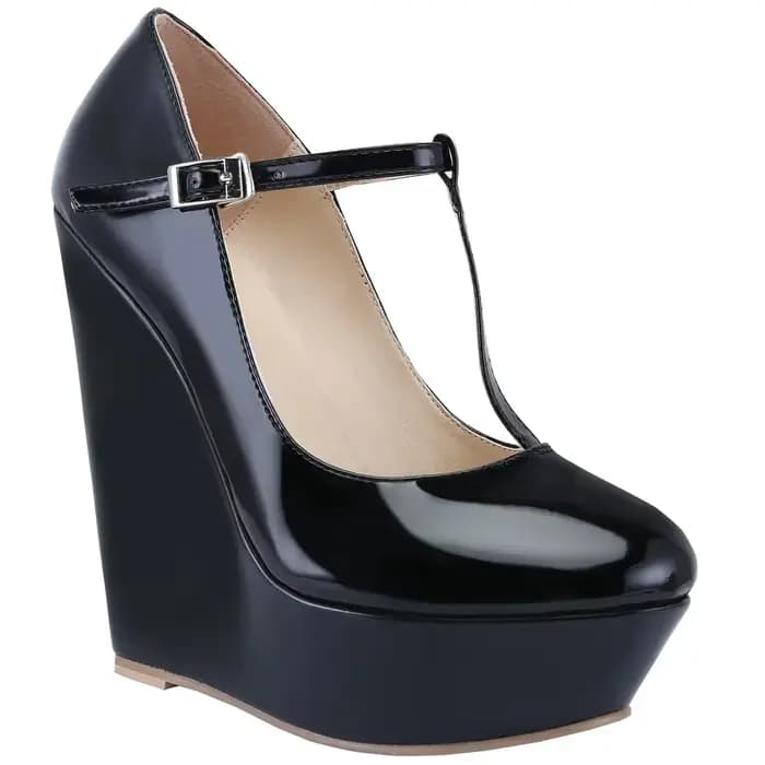 Chaussures à talons pour femmes 2026 Nouvelle collection automne-hiver 14cm Bout rond Bride en T Plateforme Talon