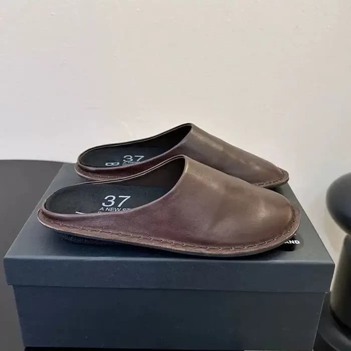 Nouvelles mules décontractées en cuir pour femmes 2026 – Sabots respirants et confortables à semelle plate pour l'intérieur et l'extérieur – Sandales d'été