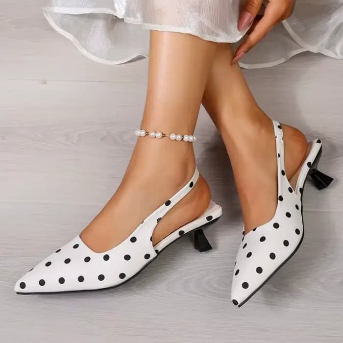 Sandales à talons hauts pour femmes, style urbain, à bout pointu, mules élégantes à pois pour l'été