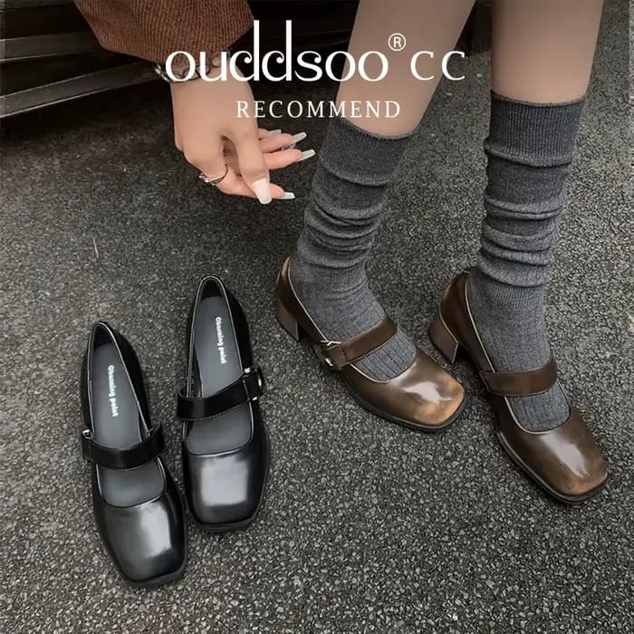 Ods Mary Jane pompes femmes 2025 nouveau printemps luxe véritable cuir de vache moyen bloc talon fait à la main qualité confortable respirant