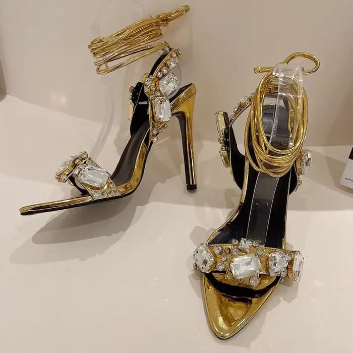 Sandales d'été dorées Aneikeh 2026 à talons hauts pour femmes