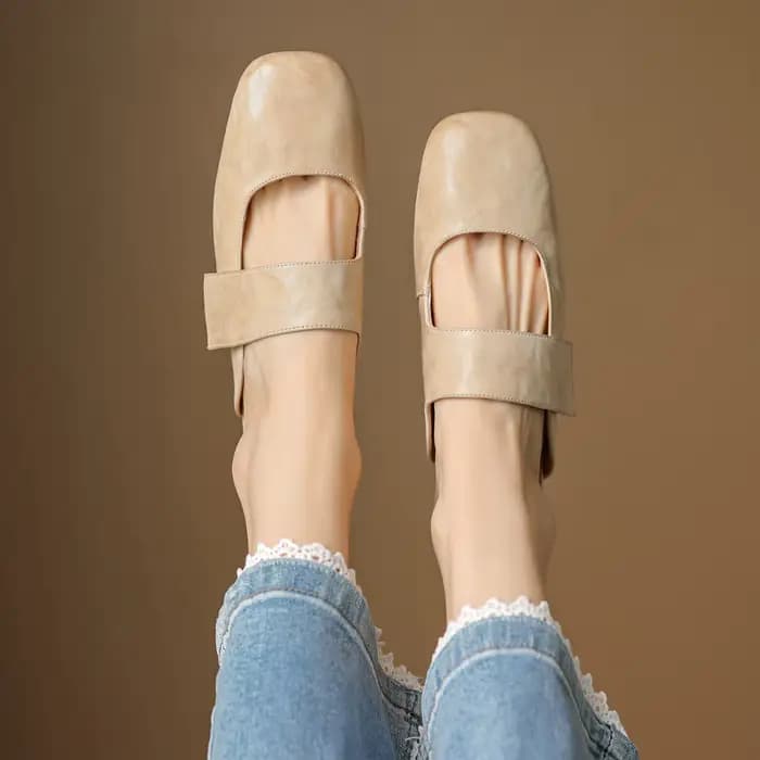 Mules d'été en cuir véritable pour femmes