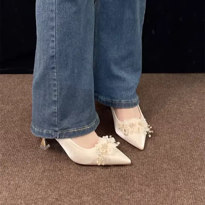 Chaussures de mariage en Satin blanc pour femmes