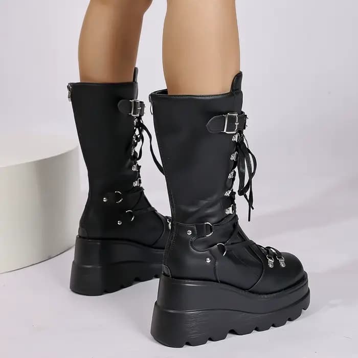 Bottes de chevalier élégantes à talon épais pour femme