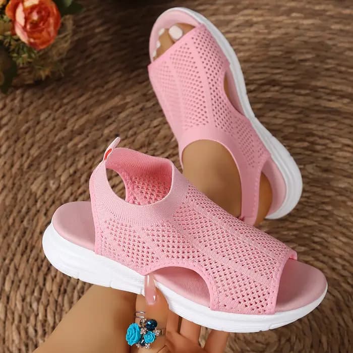Sandales pour femmes, chaussures respirantes en tricot à bout ouvert