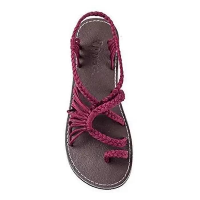 Sandales pour femmes été bohème Sandalias concepteur à lanières tissage sandale confortable bout ouvert