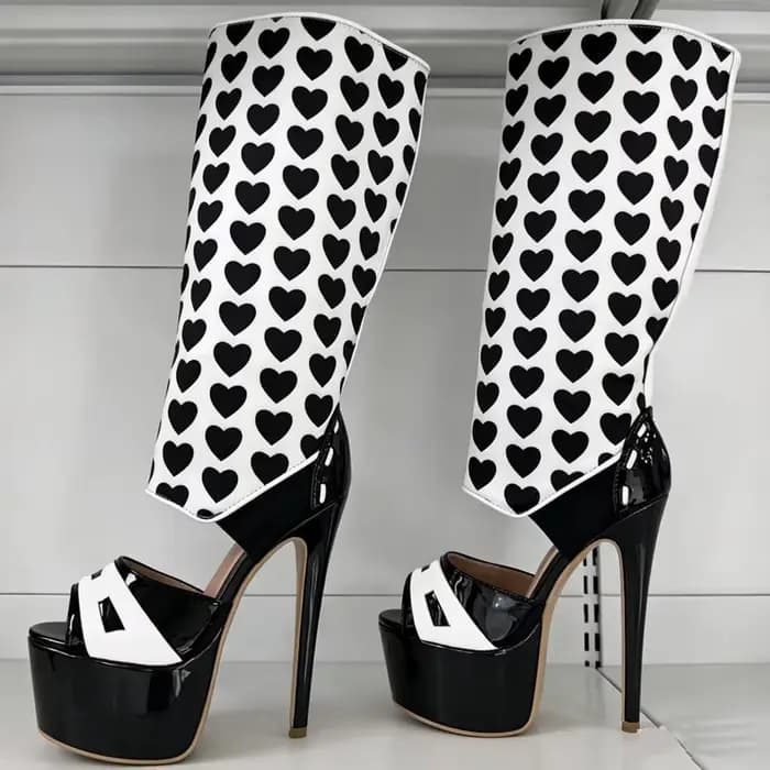 Bottes sandales noires à couleurs mélangées