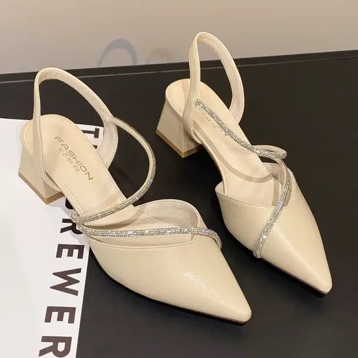Sandales pour femmes talons moyens bloc sandale femme fête Sexy gros cuir véritable strass été nouveau 2025 concepteur de luxe