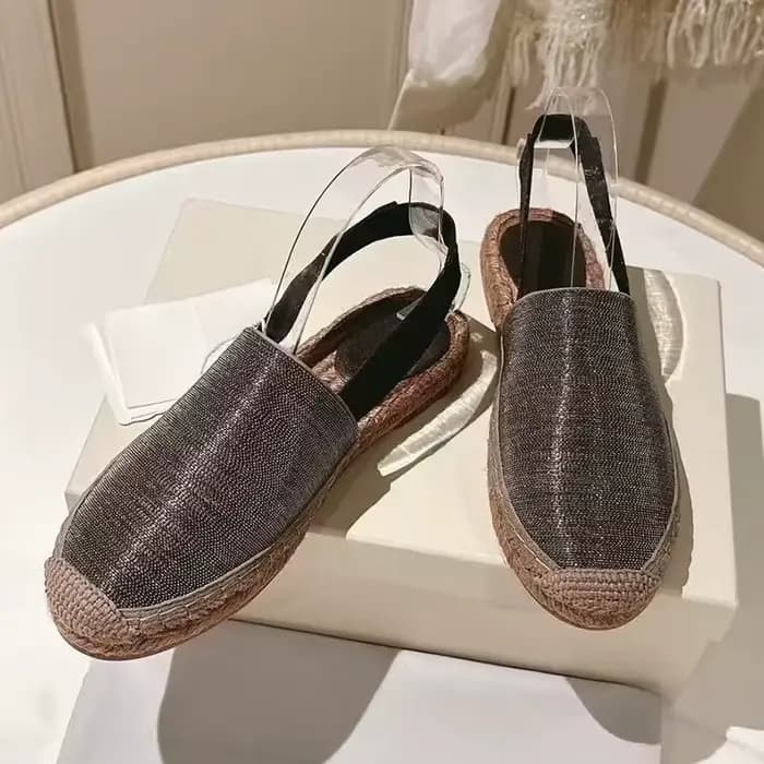 Chaussures de pêcheur femmes chaîne perle Baotou sandales plates corde de chanvre tissage semelle épaisse Sandalias