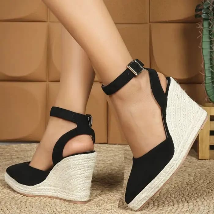 LIHUAMAO – sandales à talons compensés, espadrilles, chaussures à plateforme pour femmes, escarpins décontractés et confortables, style bohème, pour l'extérieur et la plage
