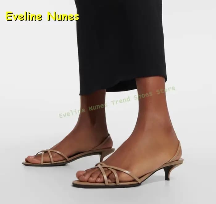 Sandales à talons chaton à brides couleur chair pour femme, minimalistes, à bout ouvert, à bride arrière, pour le quotidien, le bureau, l'été, chaussures de vacances 2026