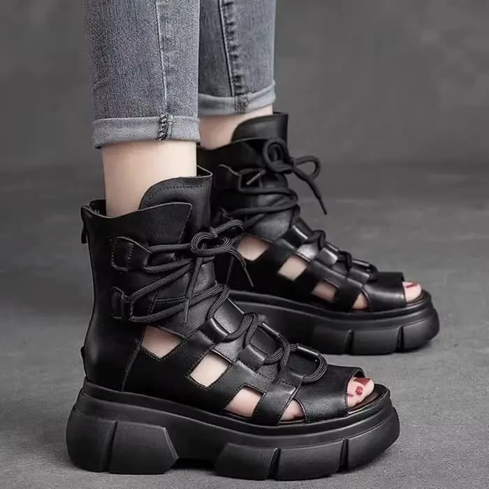 Mode nouvelles Sandales romaines chaussures à plate-forme compensée évidé respirant Femmes