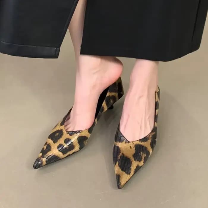 Imprimé léopard Sexy talon bas concepteur femmes chaussures bout pointu pompes femme peu profond confort élégant