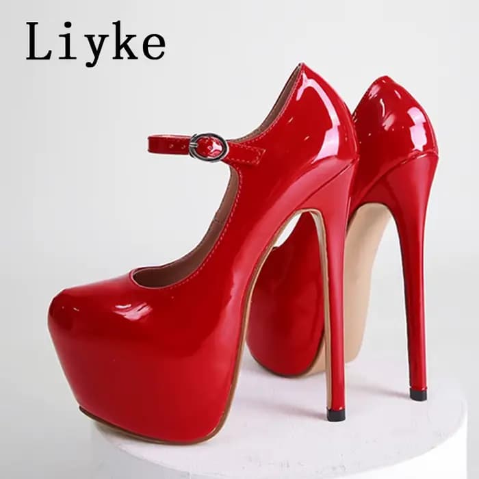 Liyke 2026 printemps automne femmes plate-forme pompes noir bout rond boucle sangle 17CM Super talons hauts pôle danse chaussures Stiletto Mujer