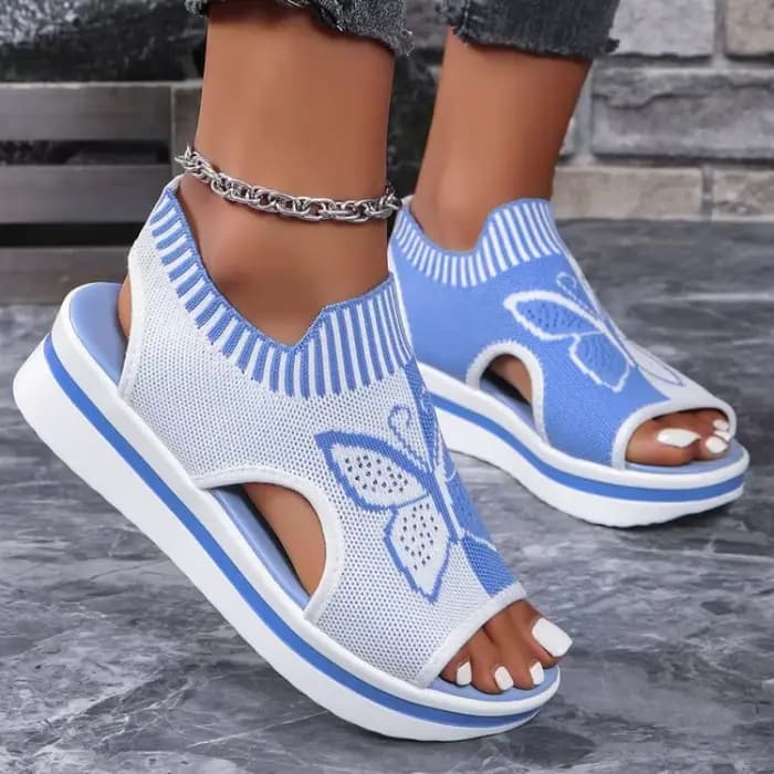 Nouvelles sandales plates pour femmes, en maille, à bout ouvert, décontractées, à talons bas, mules d'été, chaussures à plateforme pour femmes, sandales compensées sportives, confortables pour la plag