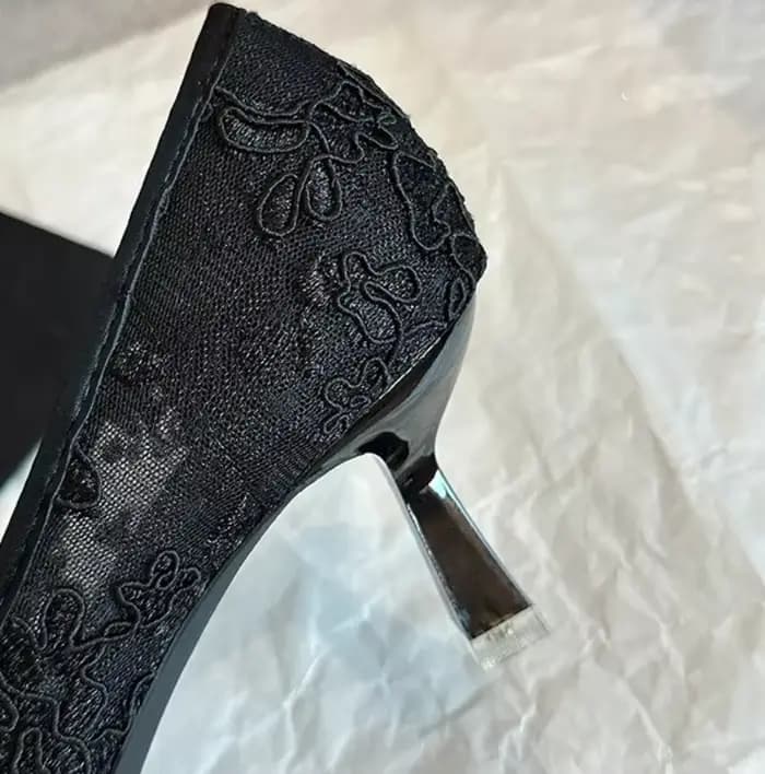 Chaussures de mariage escarpins de mariée pour femmes dentelle élégante avec nœud décor bout pointu maille talons aiguilles confortable classique fête