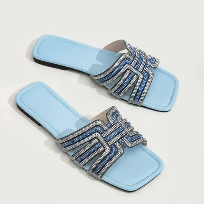 Sandales plates à strass pour femmes
