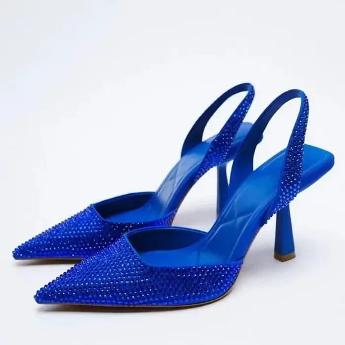 Escarpins à talons hauts 2025 été nouvelle marque sandales pour femmes mode boucle en cristal Slingback