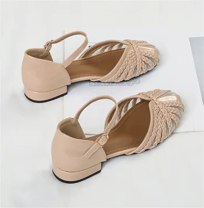 Sandales plates pour femmes de marque, à semelle souple, tressées, avec bride à boucle, style romain, pour l'été