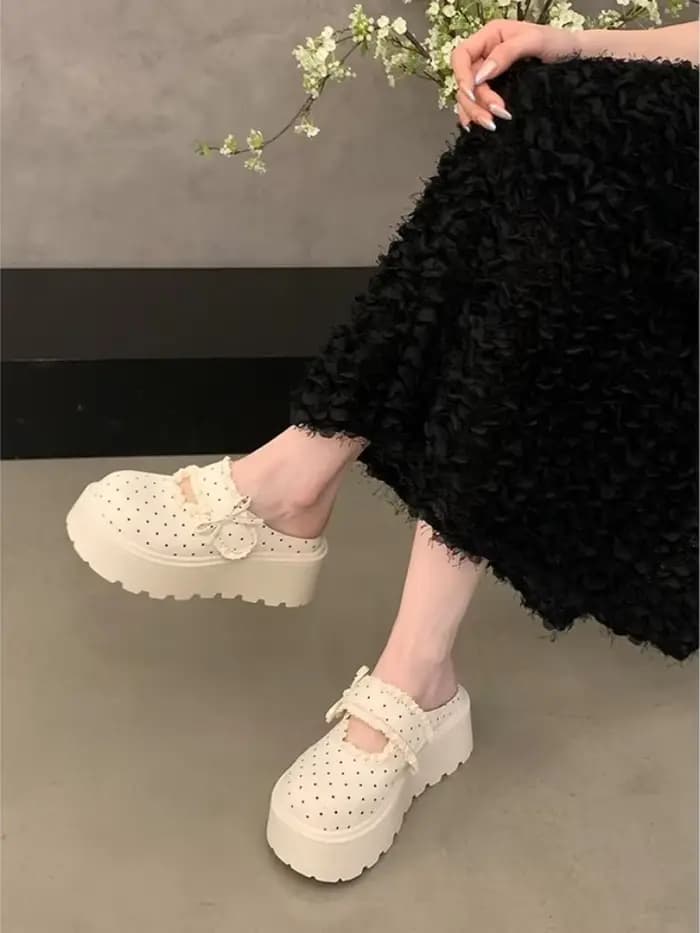 Nouvelles mules Mary Jane à plateforme à pois pour femme 2026