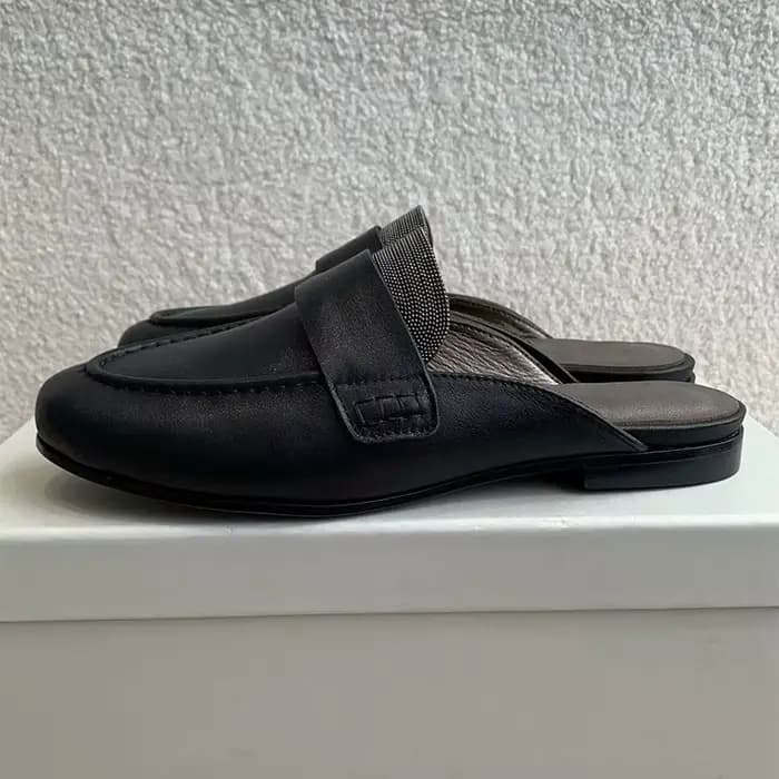 Mules paresseuses plates en daim pour femmes