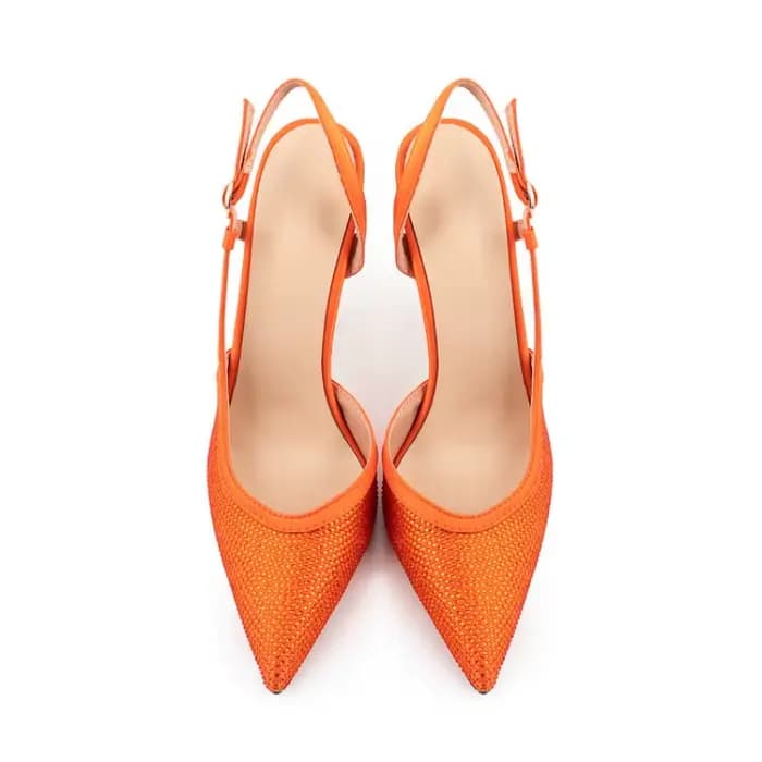 Sandales à talons hauts en cuir verni pour femmes, chaussures simples, motif léopard, diamant d'eau, orange, défilé de mode, été, nouveau, sexy, 35-46
