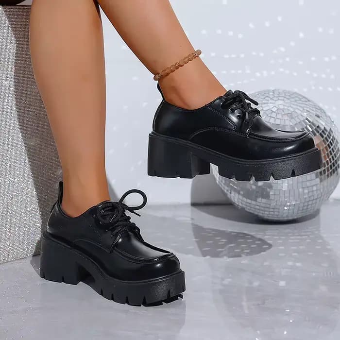 Escarpins plateforme vintage en cuir PU pour femme