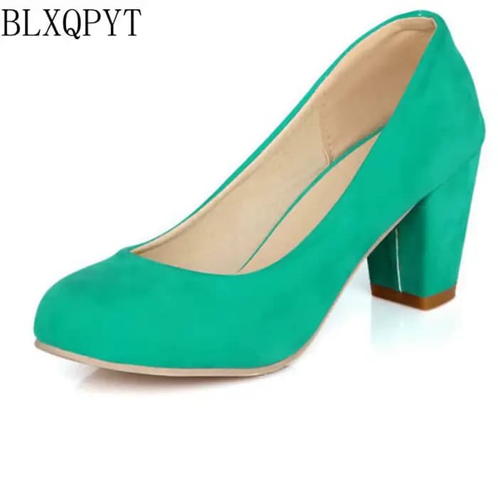Femmes chaussures bloc talons hauts offre spéciale Zapatos Mujer Tacon 3 couleurs printemps automne pompes bout rond