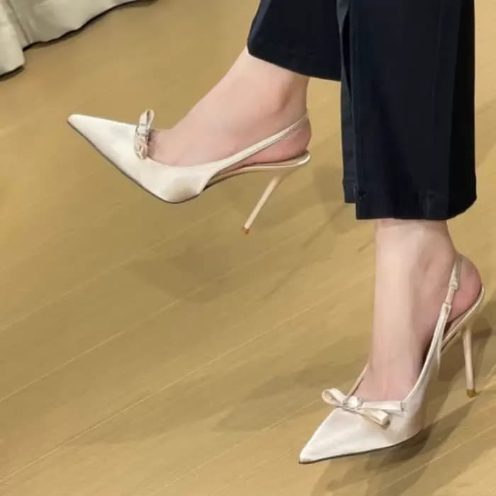 Sandales à bout pointu pour femmes, nouvelles sandales d'été à talons hauts avec nœud et sangle confortable, idéales pour un usage quotidien