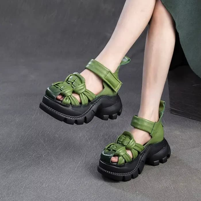 CKTINOO 2026 Nouvelles sandales d'été en cuir véritable à plateforme