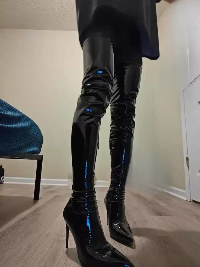 Bottes longues à talons hauts sexy à bout pointu pour femmes