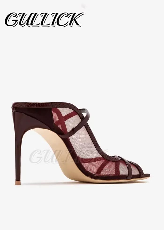 Sandales mules rouge bordeaux