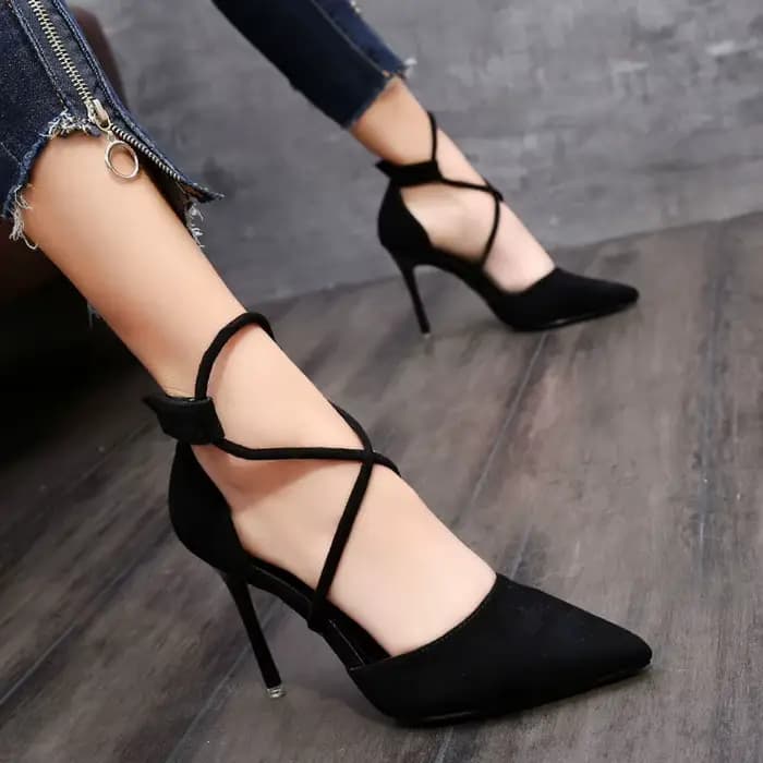 Sandale petit talon sandales Sexy femme élégante chaussures à talons mode Chic Point chaud noir rose