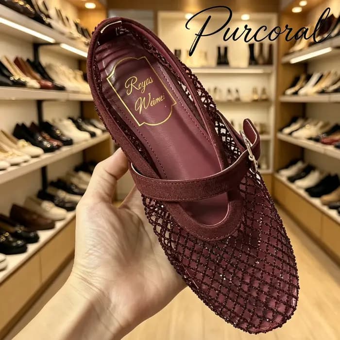 Sandales Water Diamond Ballet Dance Shoes Women's Edition 2026 Retro Suede Flat Bottomed Fishing Net Hollowed Out single