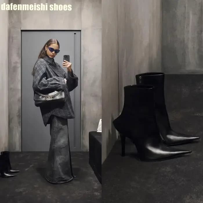 Bottes courtes à bout pointu avec fermeture éclair latérale