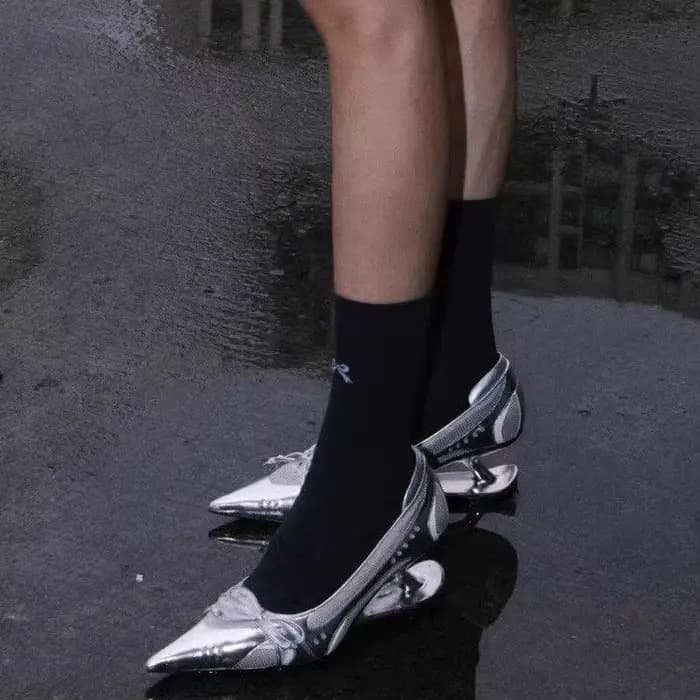Nouvelles Escarpins d'été 2026 pour femmes à bout pointu avec talon flottant unique et nœud
