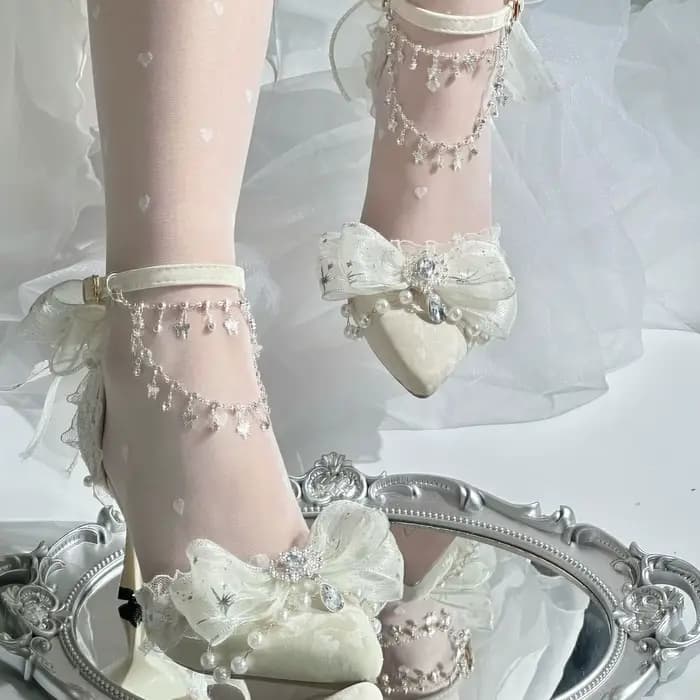 Sandales à talons pour dames, chaussures de styliste Lolita, avec nœud Y2K, Mary Jane, chaussures de mariée blanches, chaussures de fête, tendance 2025