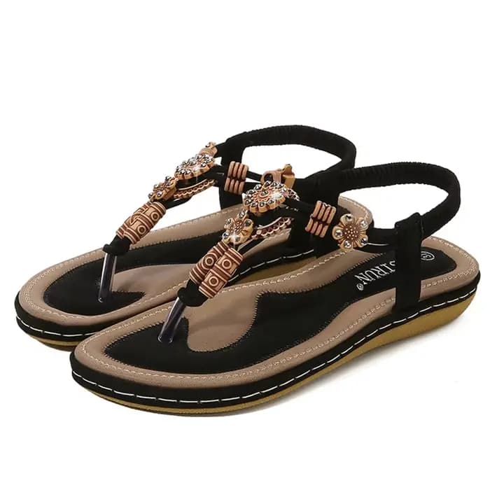 Sandales bohèmes en perles de bois pour femmes