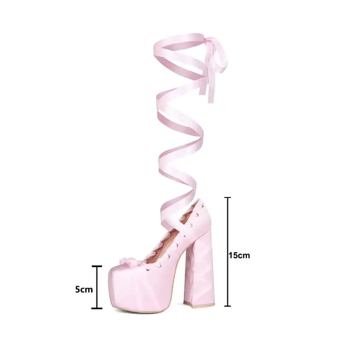 Sandales à plateforme roses à lacets croisés pour filles