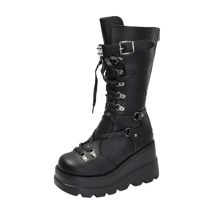 Bottes de chevalier élégantes à talon épais pour femme