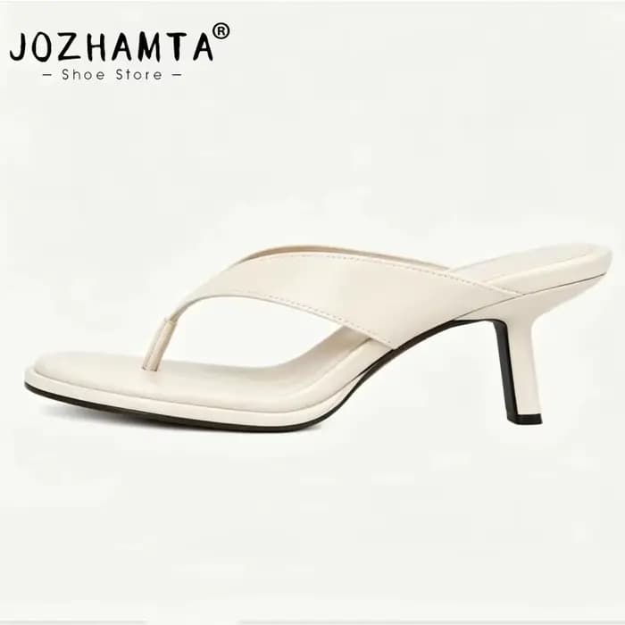 JOZHAMTA 2026 Nouvelles Sandales à Talons Hauts en Cuir Verni Véritable pour Femmes