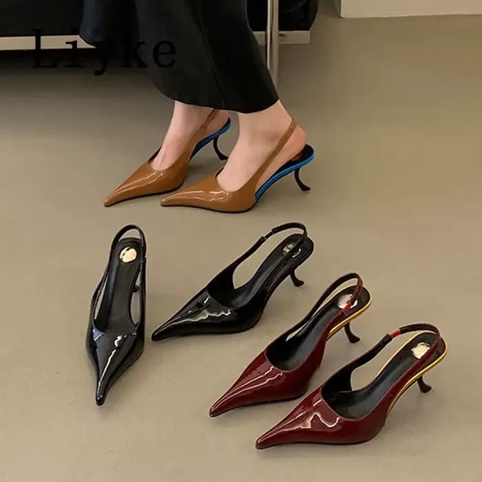 Escarpins Liyke en cuir verni rouge bordeaux pour femme