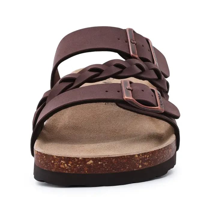 Sandales d'été à semelle en liège pour femmes, avec Support de voûte plantaire, pantoufles de loisirs à enfiler avec boucle réglable