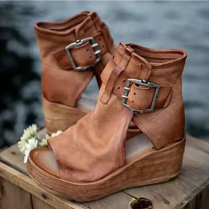Femmes sandales d'été chaussures nouvelle mode rétro Peep Toe plate-forme