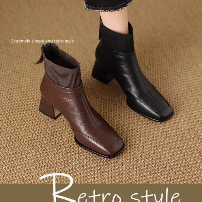 Nouvelles chaussures pour femmes à talons hauts et polyvalentes à bout carré et bottes à la mode pour l'automne et l'hiver de 2025